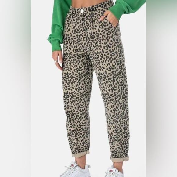 Adika Leopard Print Wide Leg Leo Jeans Size Medium - Picture 1 of 8